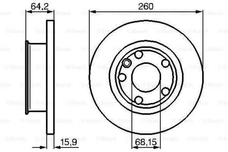 Диск гальмівний передн Лів/Прав VW CALIFORNIA T4 CAMPER, TRANSPORTER T4 1.8-2.5D 07.90-06.03 BOSCH 0 986 478 547