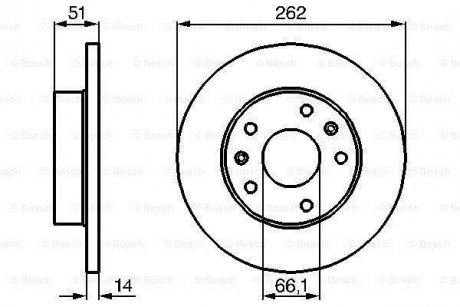 Диск гальмівний (передній) Land Rover Freelander 98-06 (262x14) BOSCH 0 986 478 991