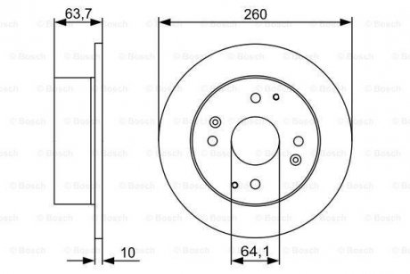 Диск гальмівний (задній) Honda Accord VI 98-02 (260x10) BOSCH 0 986 479 504