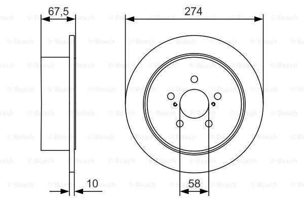 Тормозной диск задний невентилируемый BOSCH 0 986 479 A82 (фото 1)