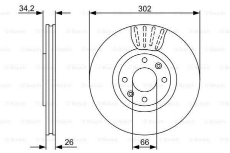 Тормозной диск передний вентилируемый BOSCH 0 986 479 C72