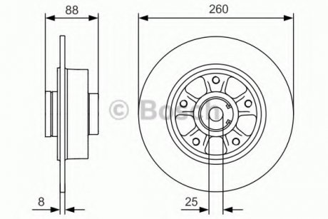 Диск гальмівний (задній) Renault Megane III/Scenic III 08- (260x8) (+ABS) (з підшипником) BOSCH 0 986 479 C87 (фото 1)