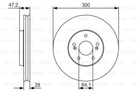 Диск гальмівний (передній) Honda Accord 02- (300x28) (вентильований) BOSCH 0 986 479 R47