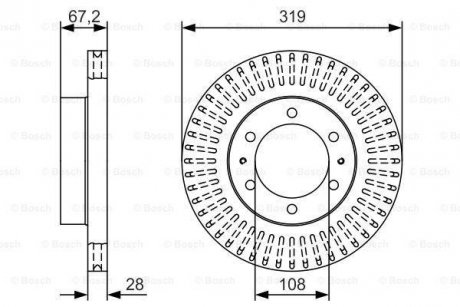 Диск гальмівний (передній) Toyota FJ Cruiser 4.0 4WD 05-18 (319x28) BOSCH 0 986 479 T36