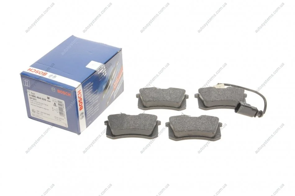 Колодки гальмівні (задні) Ford Galaxy 95-06 (+датчики) BOSCH 0 986 494 025 (фото 1)
