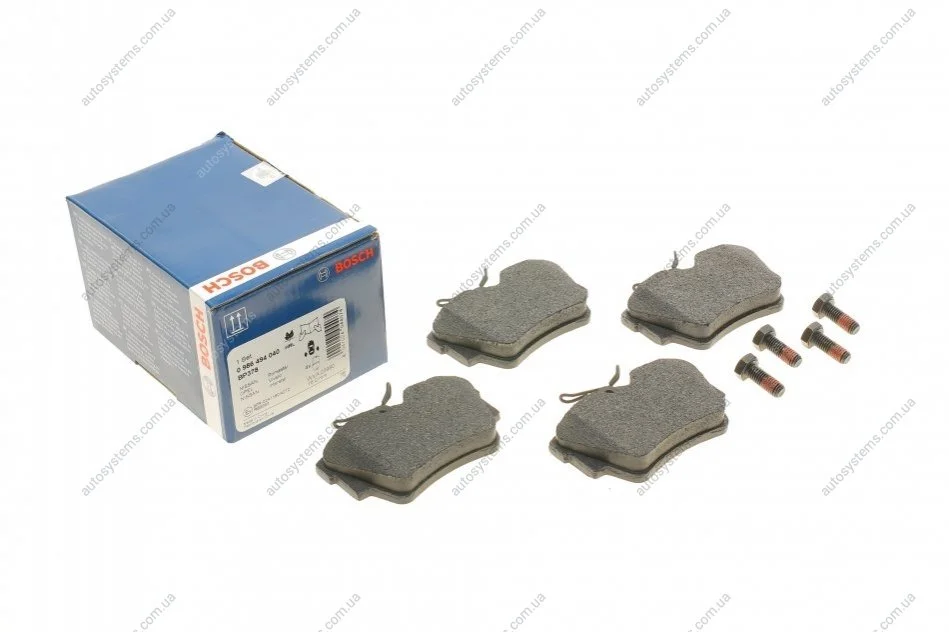 Гальмівні колодки, дискові. BOSCH 0 986 494 040 (фото 1)