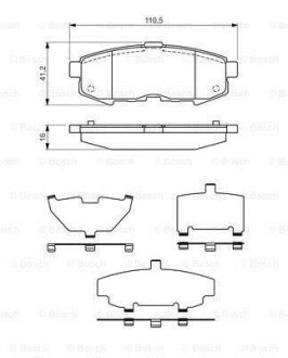 Тормозные колодки дисковые, комплект BOSCH 0 986 494 319