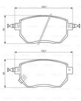 Колодки гальмівні (передні) Nissan Murano/Infiniti FX 35/45 03- BOSCH 0 986 494 366