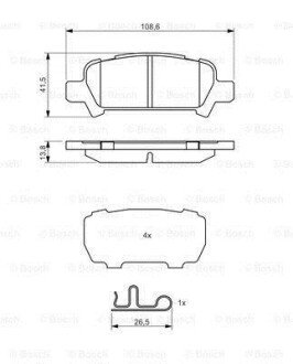 Колодки гальмівні (задні) Subaru Impreza/Outback/Forester 95-09 BOSCH 0 986 494 445 (фото 1)