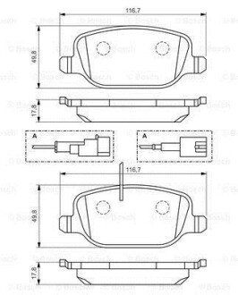 Тормозные колодки дисковые, комплект BOSCH 0 986 494 466