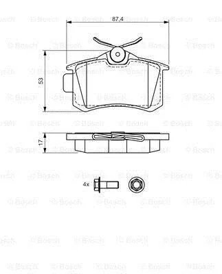 Тормозные колодки дисковые, комплект BOSCH 0 986 494 517 (фото 1)