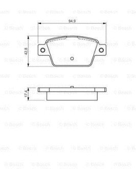 Колодки гальмівні (задні) Fiat Bravo II 07-14/Stilo 01-08/Linea 07-/Multipla 99-10/Lancia Delta 08- BOSCH 0 986 494 536