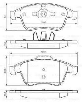 Колодки гальмівні (передні) Renault Laguna III 07-/Scenic III 08- BOSCH 0 986 494 556