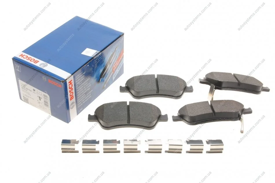 Колодки гальмівні (передні) Toyota Auris 06-12/Corolla 06-14 (з прижимною пластиною) BOSCH 0 986 494 638 (фото 1)