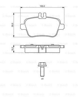 Тормозные колодки дисковые, комплект BOSCH 0 986 494 664