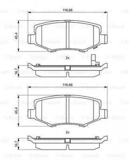 Колодки гальмівні (задні) Jeep Cherokee 08-/Compass 06-/Wrangler 07-/Dodge Nitro 06-12 BOSCH 0 986 494 706 (фото 1)