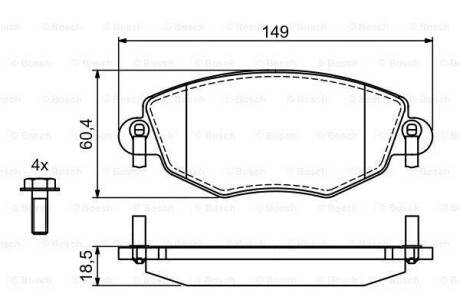 Тормозные колодки дисковые, комплект BOSCH 0 986 494 724