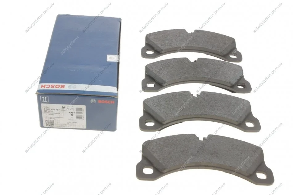Колодки гальмівні (передні) Porsche Cayenne 02-/Macan 14-/Panamera 10-16/VW Touareg 02- BOSCH 0 986 494 757 (фото 1)