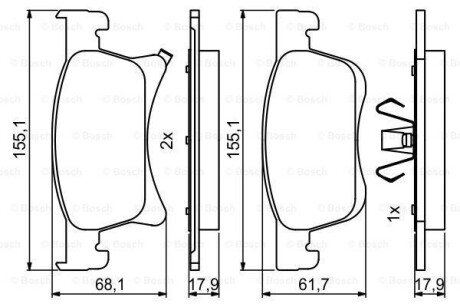 Колодки гальмівні (передні) Opel Corsa E 14- BOSCH 0 986 494 823