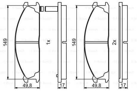 Колодки гальмівні (передні) Nissan Pathfinder 86-95/Navara I/Pick Up 97- BOSCH 0 986 494 848