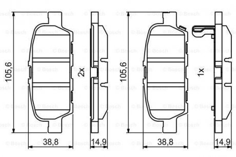 Гальмівні колодки, дискові. BOSCH 0 986 494 857