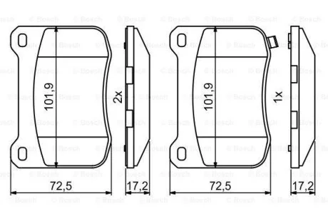 Тормозные колодки дисковые, комплект BOSCH 0 986 494 872