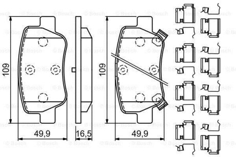 Тормозные колодки дисковые, комплект BOSCH 0 986 494 933