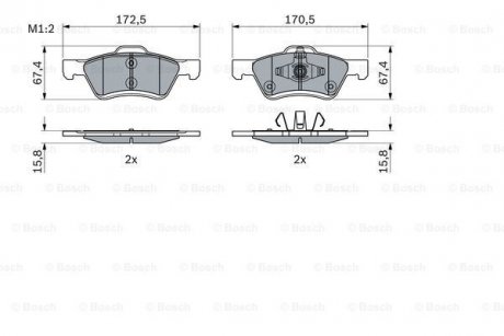 Гальмівні колодки, дискові. BOSCH 0986494960