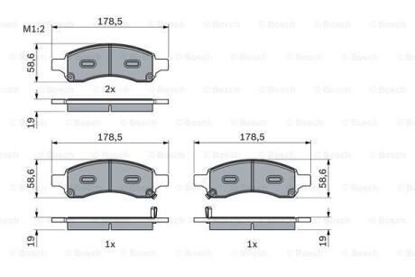 Тормозные колодки дисковые, комплект BOSCH 0 986 494 966