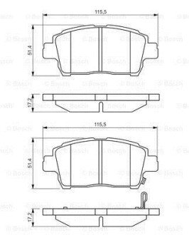 Колодки гальмівні (передні) Toyota Corolla 01-08/Prius 00-04/Yaris 99-05 BOSCH 0 986 495 242