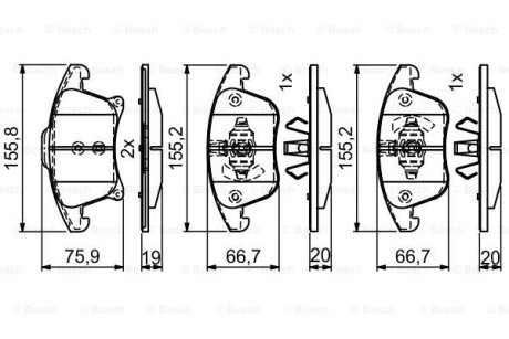 Колодки гальмівні (передні) Ford Galaxy III/S-Max/Mondeo V/Fusion 13-/Ford (США) Fusion 05- BOSCH 0 986 495 407