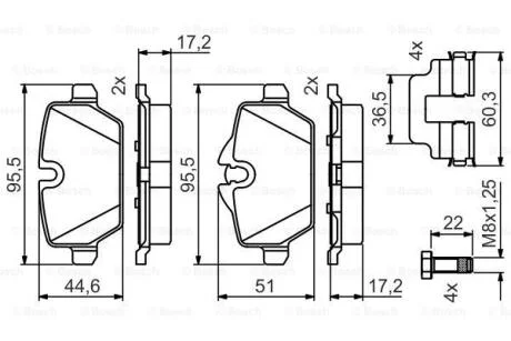 Фото 1 - тормозные колодки дисковые, комплект BOSCH 0 986 495 477 Тормозные колодки дисковые, комплект BOSCH 0 986 495 477 (фото 1)