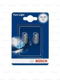 Автолампа W1.2W 12V 1.2W W2x4.6d Pure Light (BL/к-кт 2шт.) BOSCH 1 987 301 024