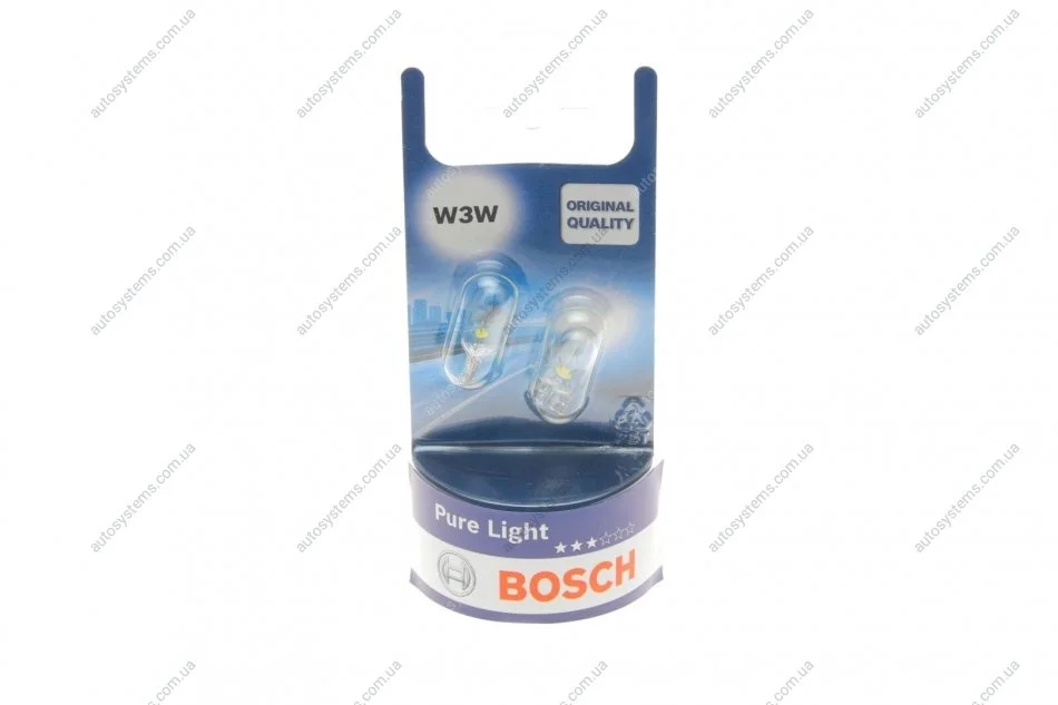Автолампа W3W 12V 3W W2.1x9.5d Pure Light (без цоколя) (блістер/2шт.) BOSCH 1 987 301 028 (фото 1)