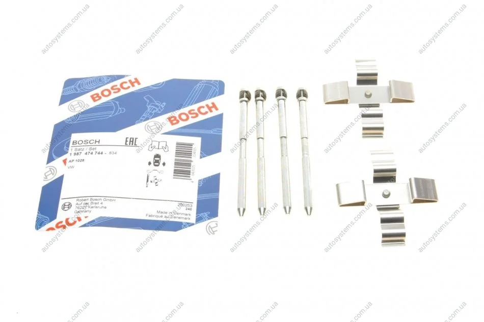 Планка супорта (заднього) прижимна (к-кт) VW Touareg 2.5TDI/3.0TDI 02-10 (Brembo) BOSCH 1 987 474 744 (фото 1)