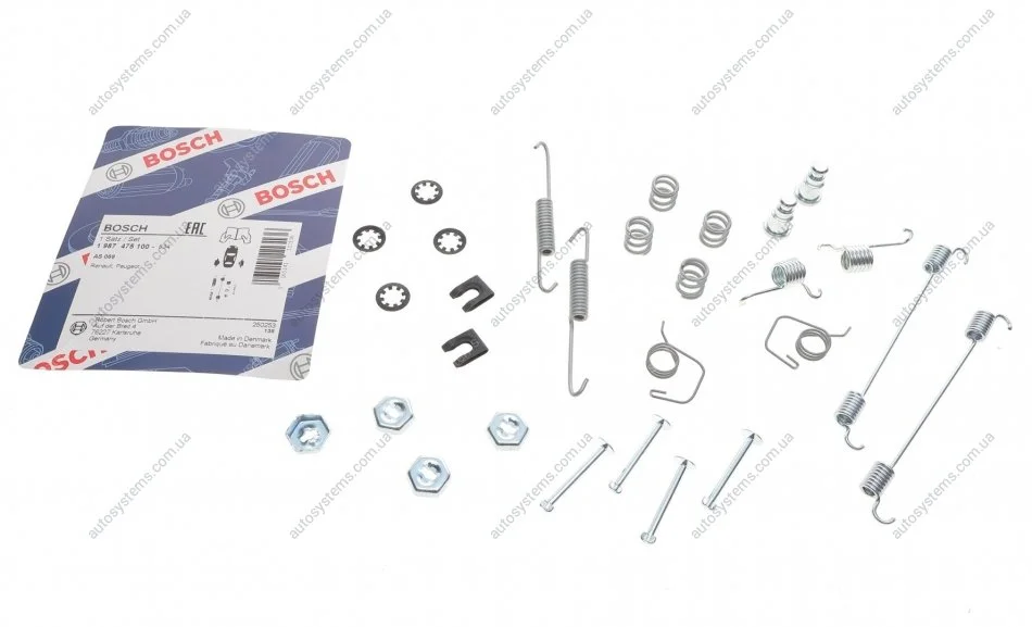 Комплект пружинок колодок ручника Peugeot 205/306/Renault Megane I 81-07 BOSCH 1 987 475 100 (фото 1)