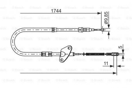 Трос ручника (задній) (L) DB 407-410 (6114201685) BOSCH 1 987 477 122 (фото 1)