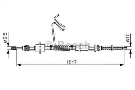 Трос ручника (задній) (L) Ford Transit 00-14 (1547mm) BOSCH 1 987 477 174