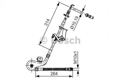 Шланг гальмівний (передній) Citroen C5/C6/Peugeot 407 05- (R) BOSCH 1 987 481 428