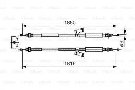 Трос ручника (задній) Volvo C30/C70/S40/V50 03-13 (1816/1860mm) BOSCH 1 987 482 019
