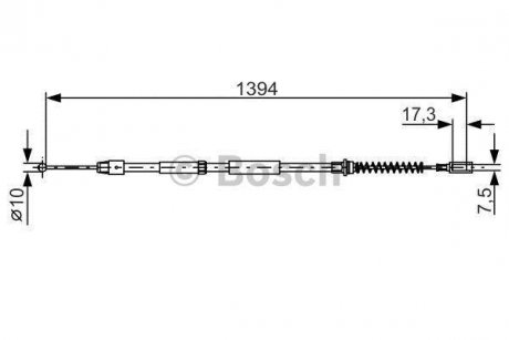 Трос ручника (задній) VW Crafter 06-16 (1394/1065mm) BOSCH 1 987 482 033 (фото 1)