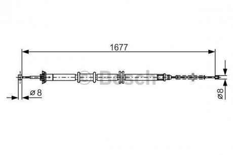 Трос ручника (задній) (L) Citroen Nemo/Peugeot Bipper 08- (1677/1402mm) BOSCH 1 987 482 208