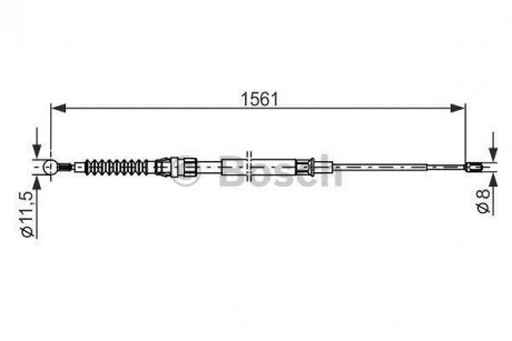 Трос ручника (задній) VW Touran 03-15 (1561/896mm) BOSCH 1 987 482 264