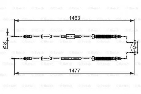 Трос ручника Opel Corsa 06- (1463/1477mm) BOSCH 1 987 482 283