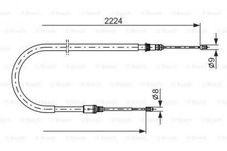 Трос ручника (задній) Renault Laguna III 07-15 (2224/1295mm) BOSCH 1 987 482 303