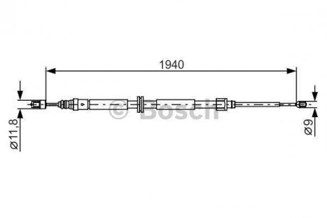 Трос ручника (задній) Renault Megane 08- (1940mm) BOSCH 1 987 482 325