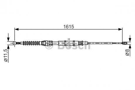 Трос ручника (задній) Skoda Superb 08-15 (1615/805mm) BOSCH 1 987 482 328 (фото 1)