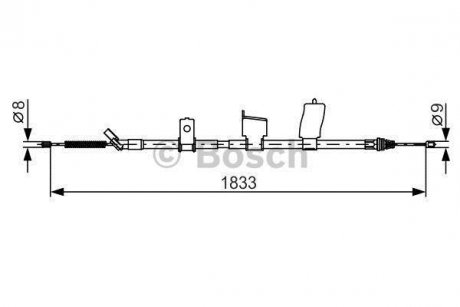 Трос ручника (задній) (L) Nissan Qashqai1.5/1.6/2.0 dCi 07-14 (1833mm) BOSCH 1 987 482 340