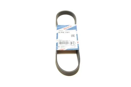 Ремінь генератора Peugeot Partner 1.8/VW Caddy 1.4/1.6 (ALT) 95-04 (6PK751) BOSCH 1 987 946 006