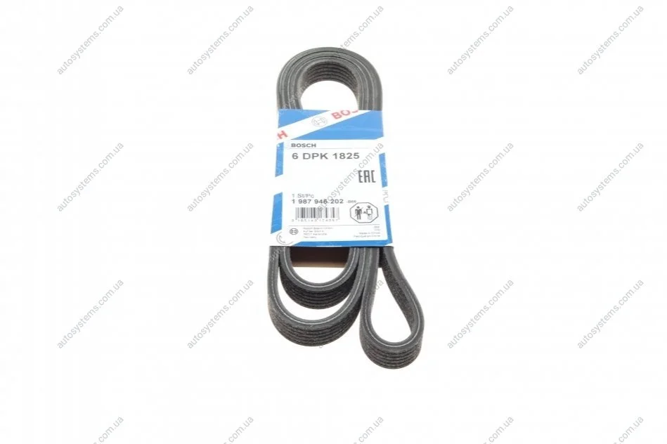 Ремень генератора Volvo C70/S60/S70/S80/XC90 2.0T/2.4D/3.0T6 98-14 (6DPK1825) BOSCH 1 987 946 202 (фото 1)
